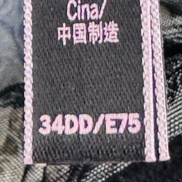 Victoria's Secret Womens Black Floral Bustier Bra 34DD Side Zip - Picture 5 of 6